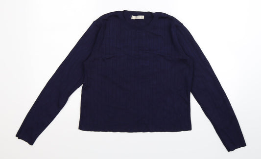 Mango Womens Blue Knit Pullover Jumper Size S