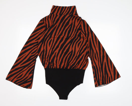 Quiz Womens Brown Animal Print  Bodysuit One-Piece Size 10