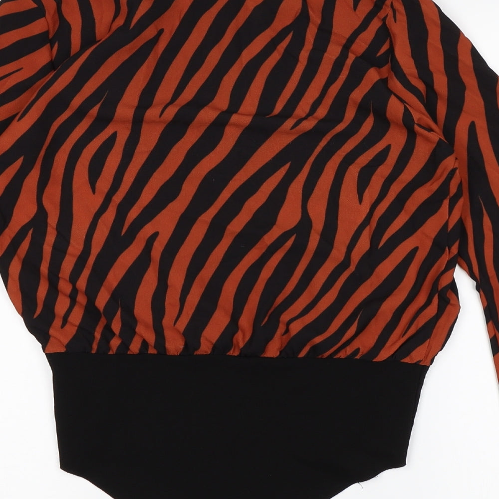 Quiz Womens Brown Animal Print  Bodysuit One-Piece Size 10