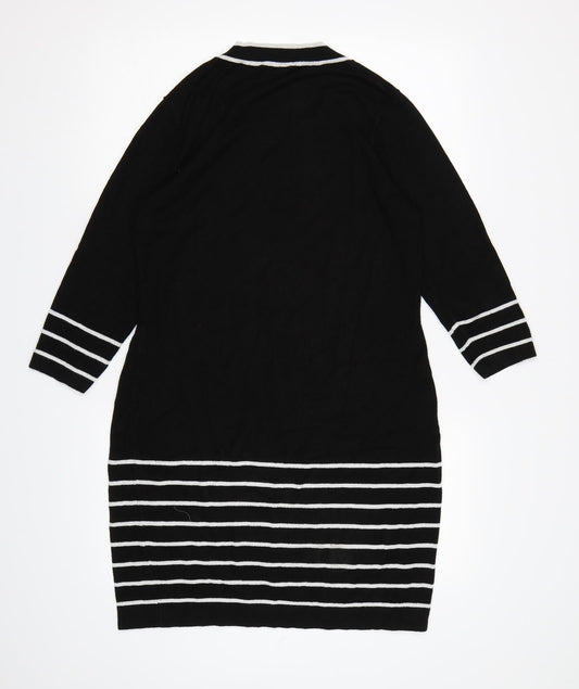 Precis Womens Black Striped Knit Jumper Dress Size M