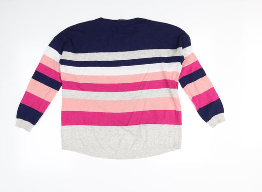 Oasis Womens Multicoloured Striped Pullover Jumper Size M