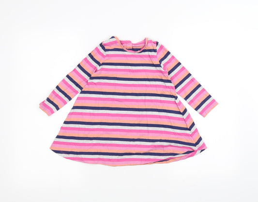 Mothercare Girls Pink Striped A-Line Size 2-3 Years