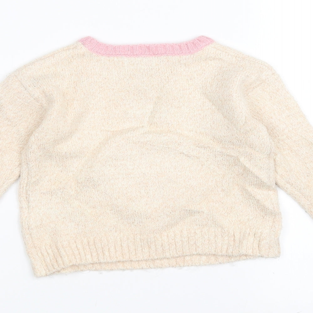 Marks and Spencer Girls Pink Pullover Jumper Size 3-4 Years