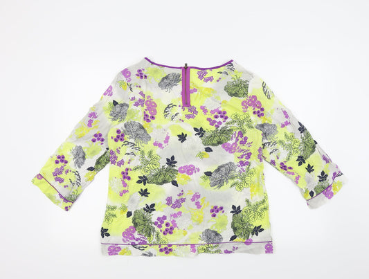 M&S Womens Yellow Floral Basic Blouse Size M