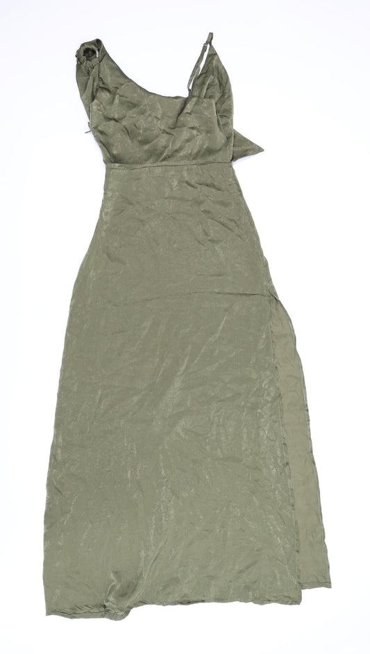 PRETTYLITTLETHING Womens Green Slip Dress Size 6