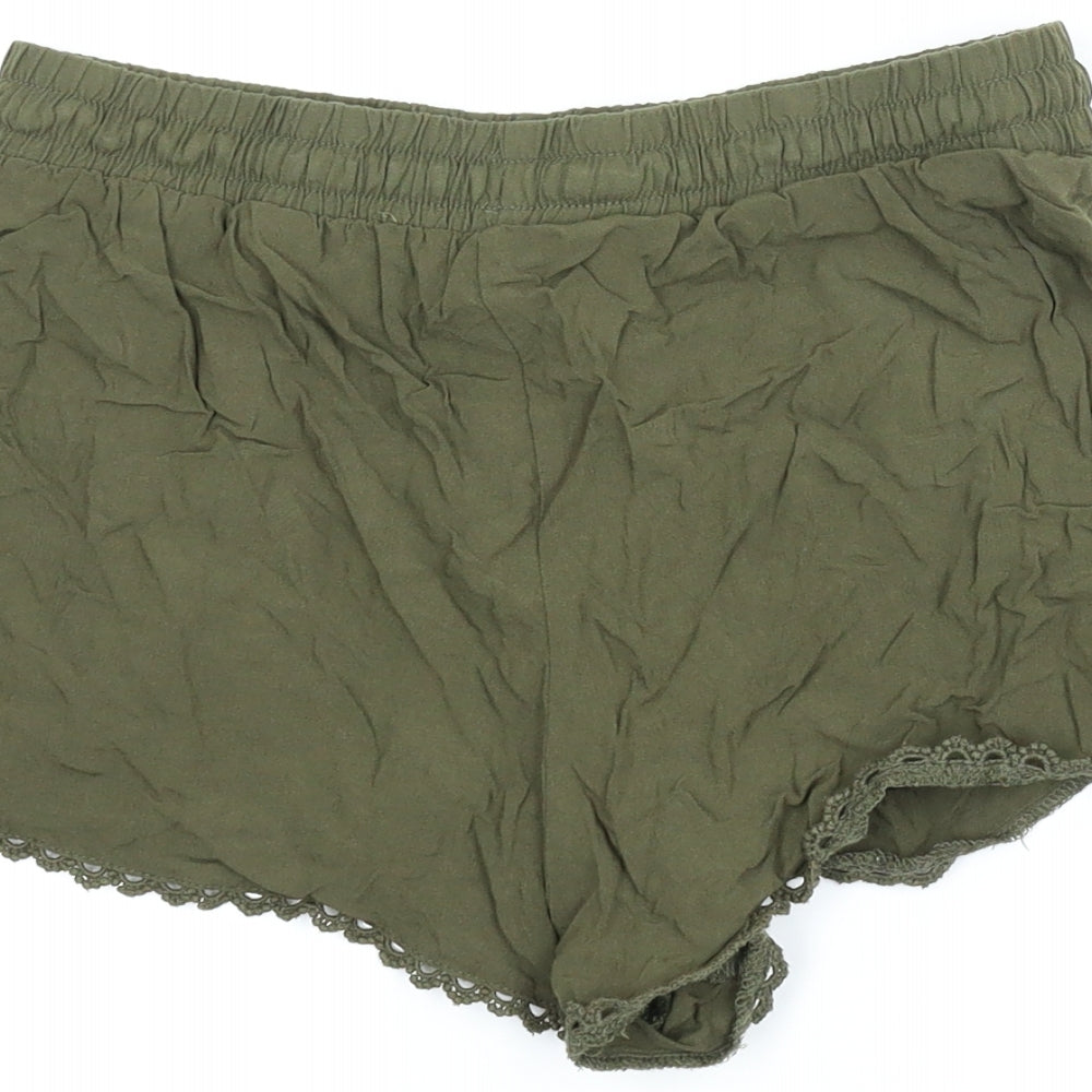 Primark Womens Green Paperbag Shorts Size 8
