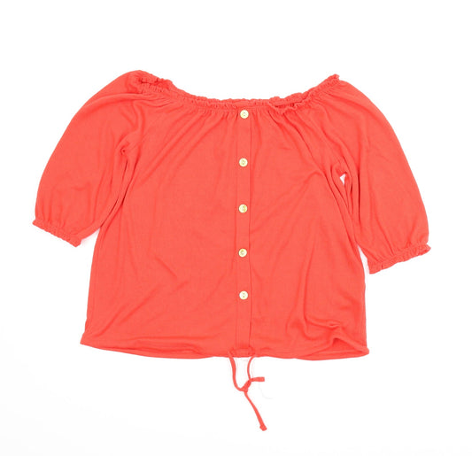 Womens UK Size 12 Papaya Red Basic Blouse