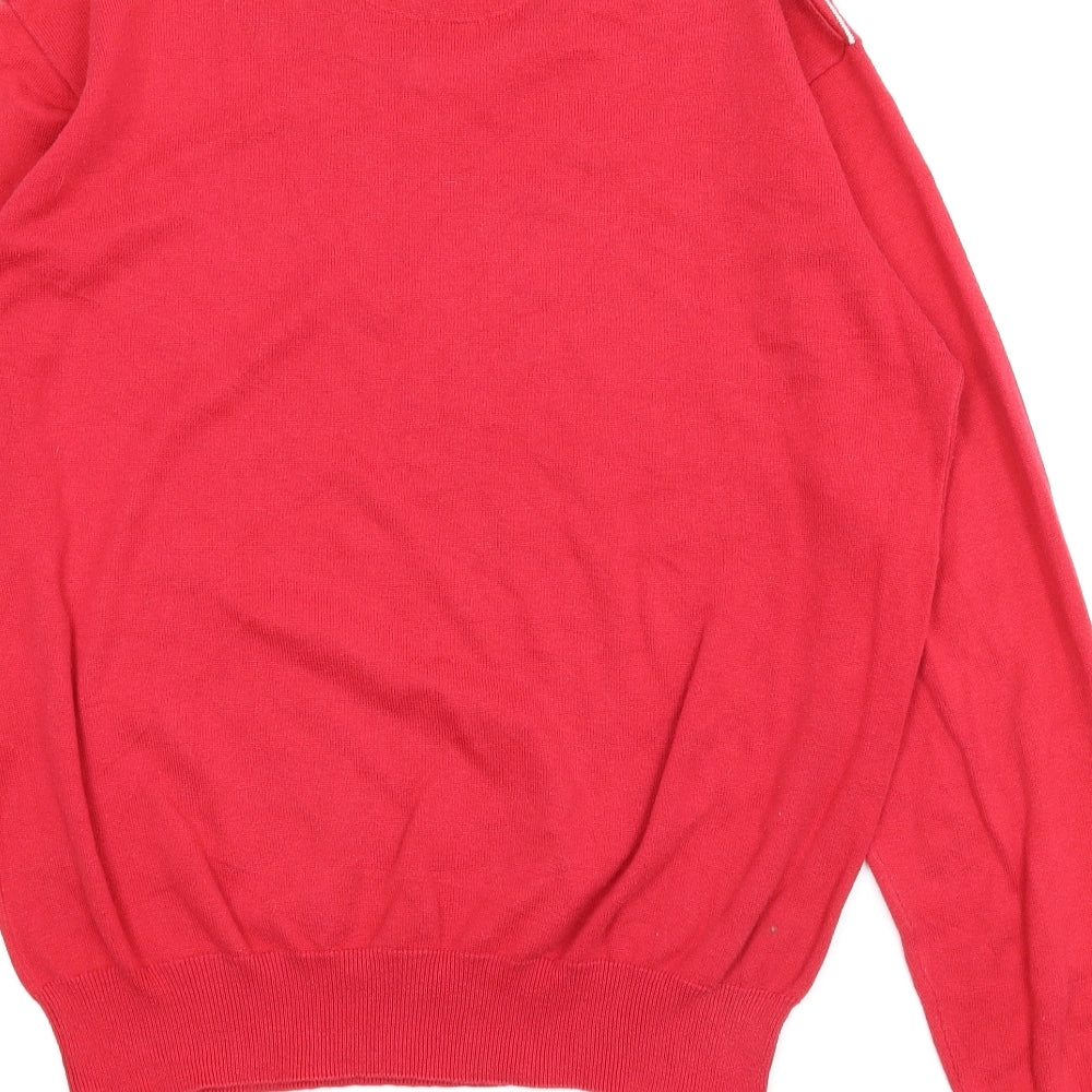 Palm Grove Mens Red Striped Pullover Jumper Size L