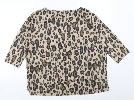 Evans Womens Brown Animal Print Jersey Pullover Jumper Size 18 -