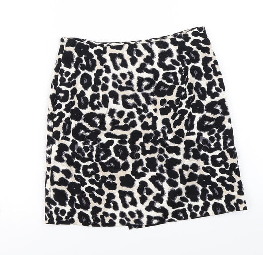 New Look Womens Beige Animal Print A-Line Skirt Size 4