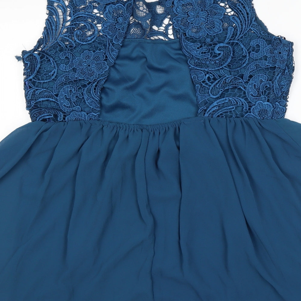 evie Womens Blue Fit & Flare Size 10