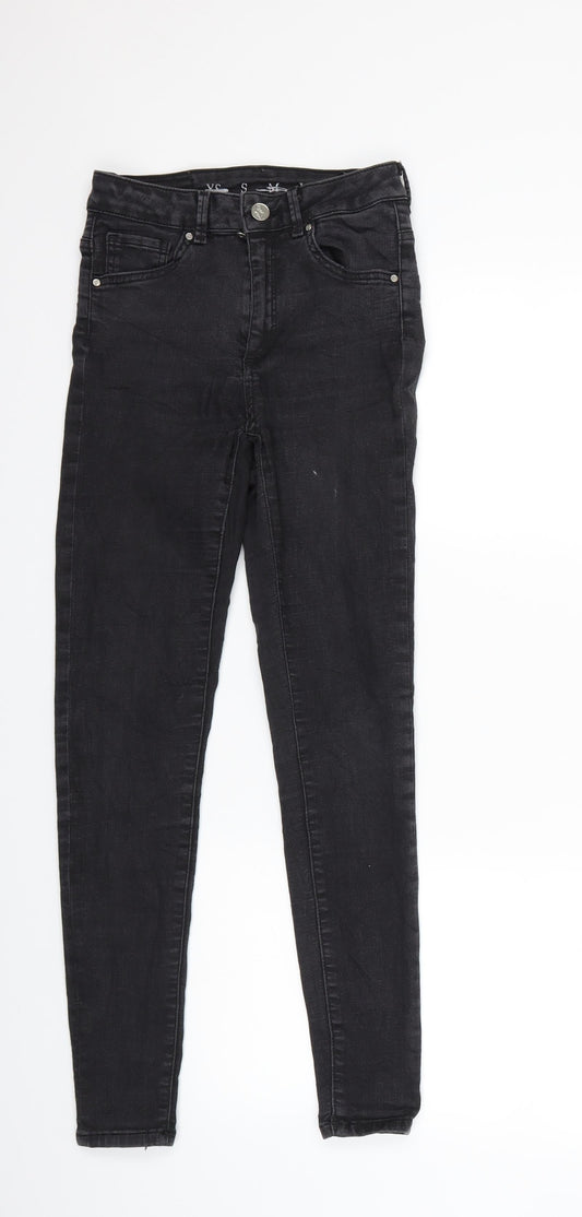 Womens UK Size S Never Denim Regular Fit Skinny Black Jeans