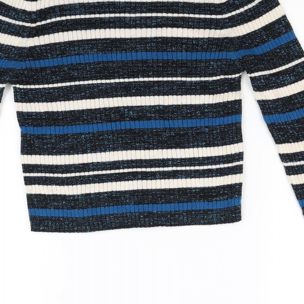Limited Edition Womens Blue Striped Knit Pullover Jumper Size 14