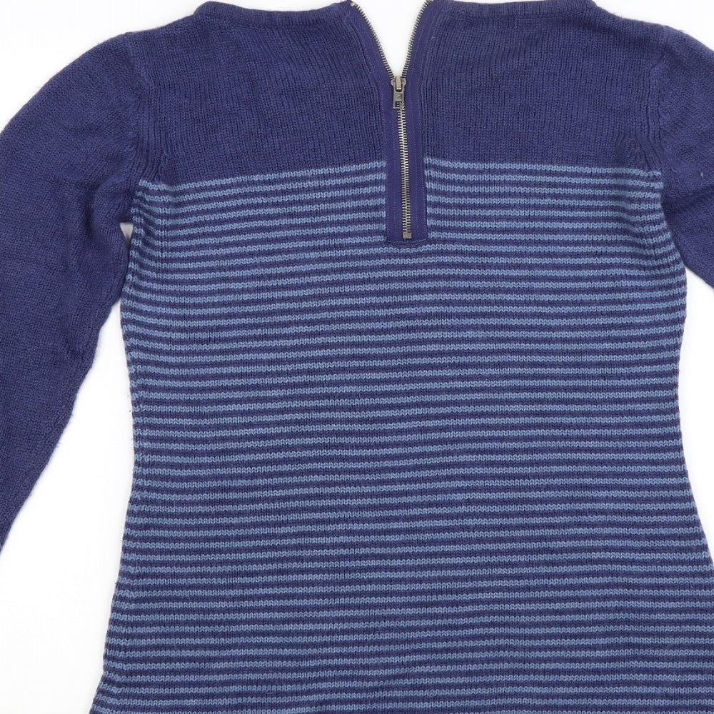 M&Co Womens Blue Striped Knit Jumper Dress Size M