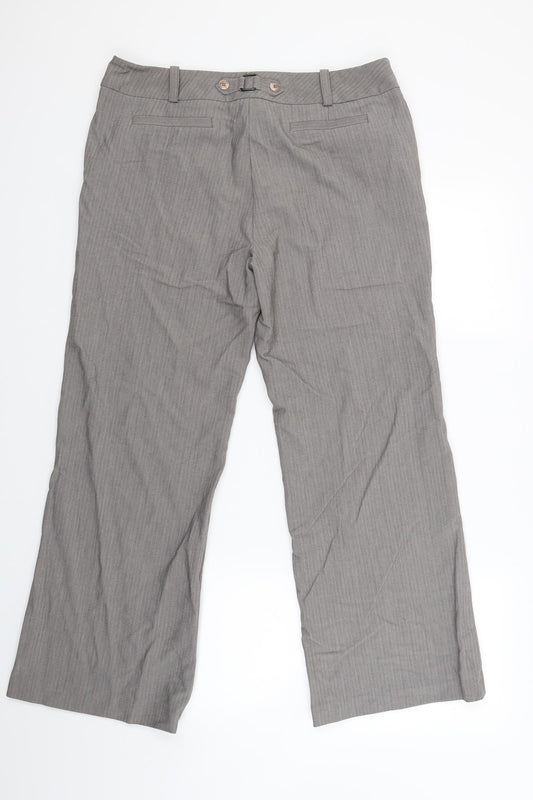 TU Womens Brown Striped Trousers Size 14 L28 in