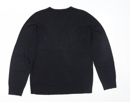Blue Harbour Mens Black Knit Pullover Jumper Size S