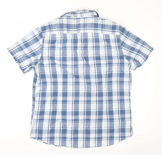 Angelo Litrico Mens Blue Check   Button-Up Size L