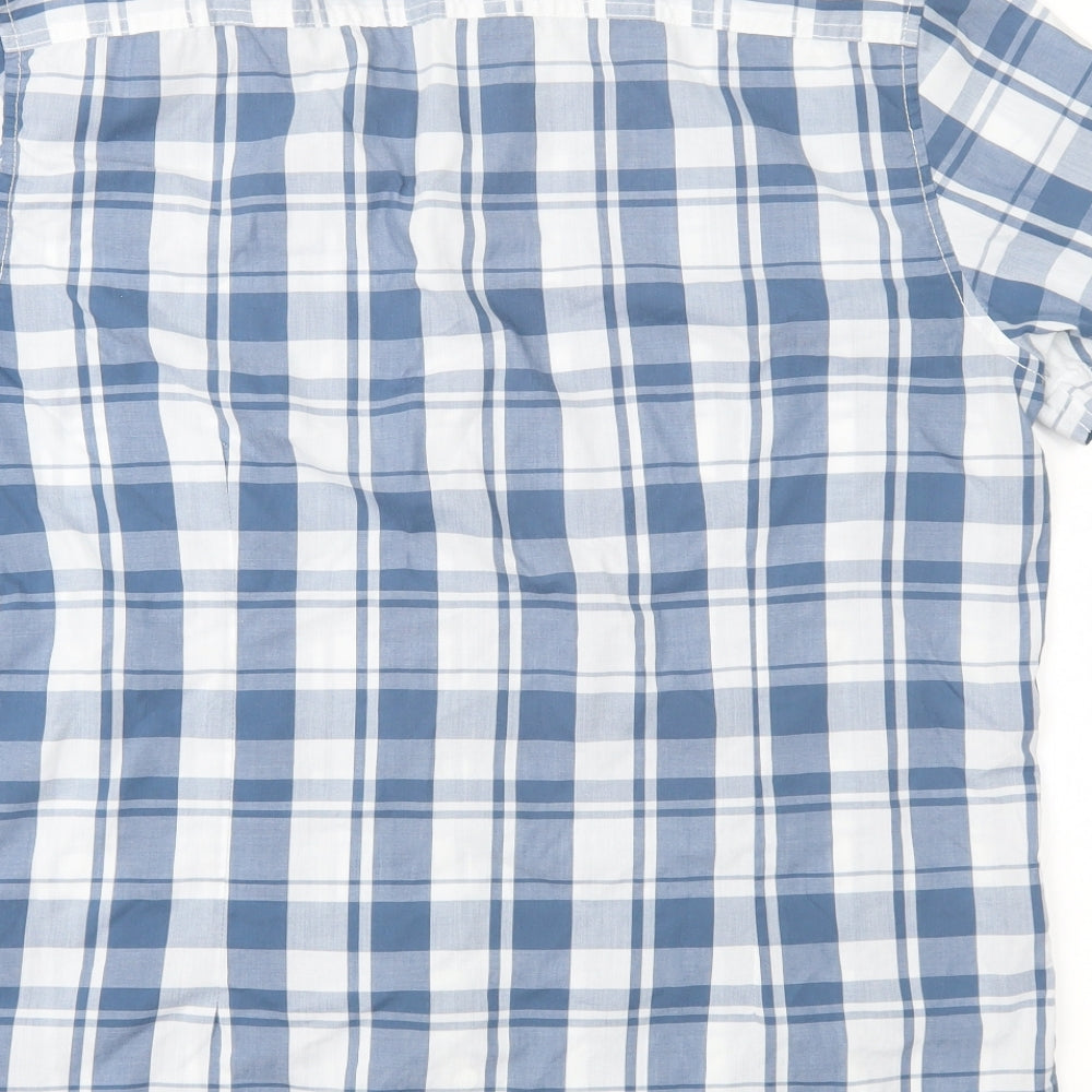 Angelo Litrico Mens Blue Check Button-Up Size L