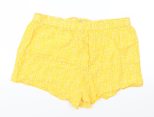 Primark Womens Yellow Polka Dot  Mom Shorts Size 12