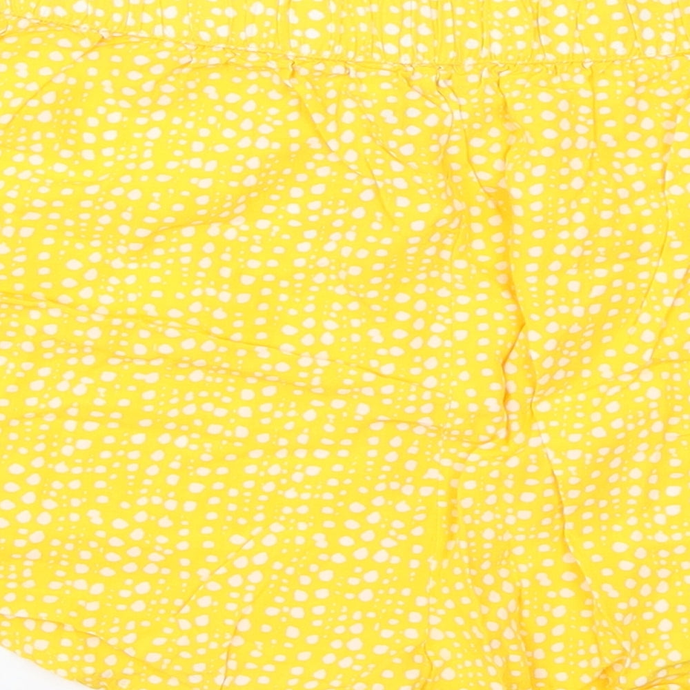 Primark Womens Yellow Polka Dot Mom Shorts Size 12