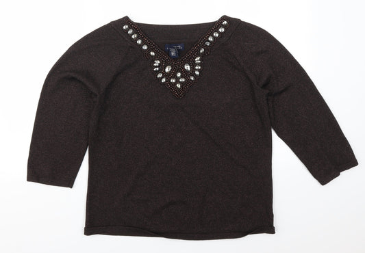 Jones New York Womens Brown Pullover Jumper Size XL
