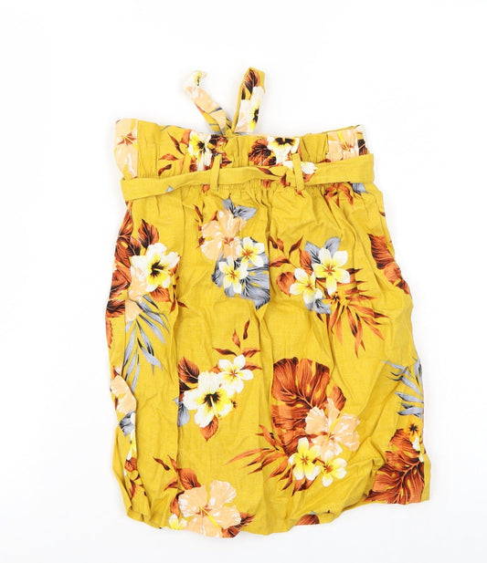 Newlook Womens Yellow Floral  A-Line Skirt Size 6