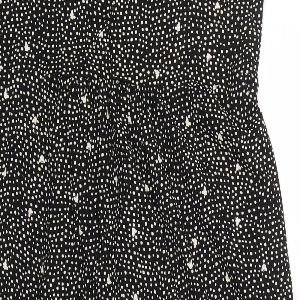 Preworn Womens Black Polka Dot Shirt Dress Size 12