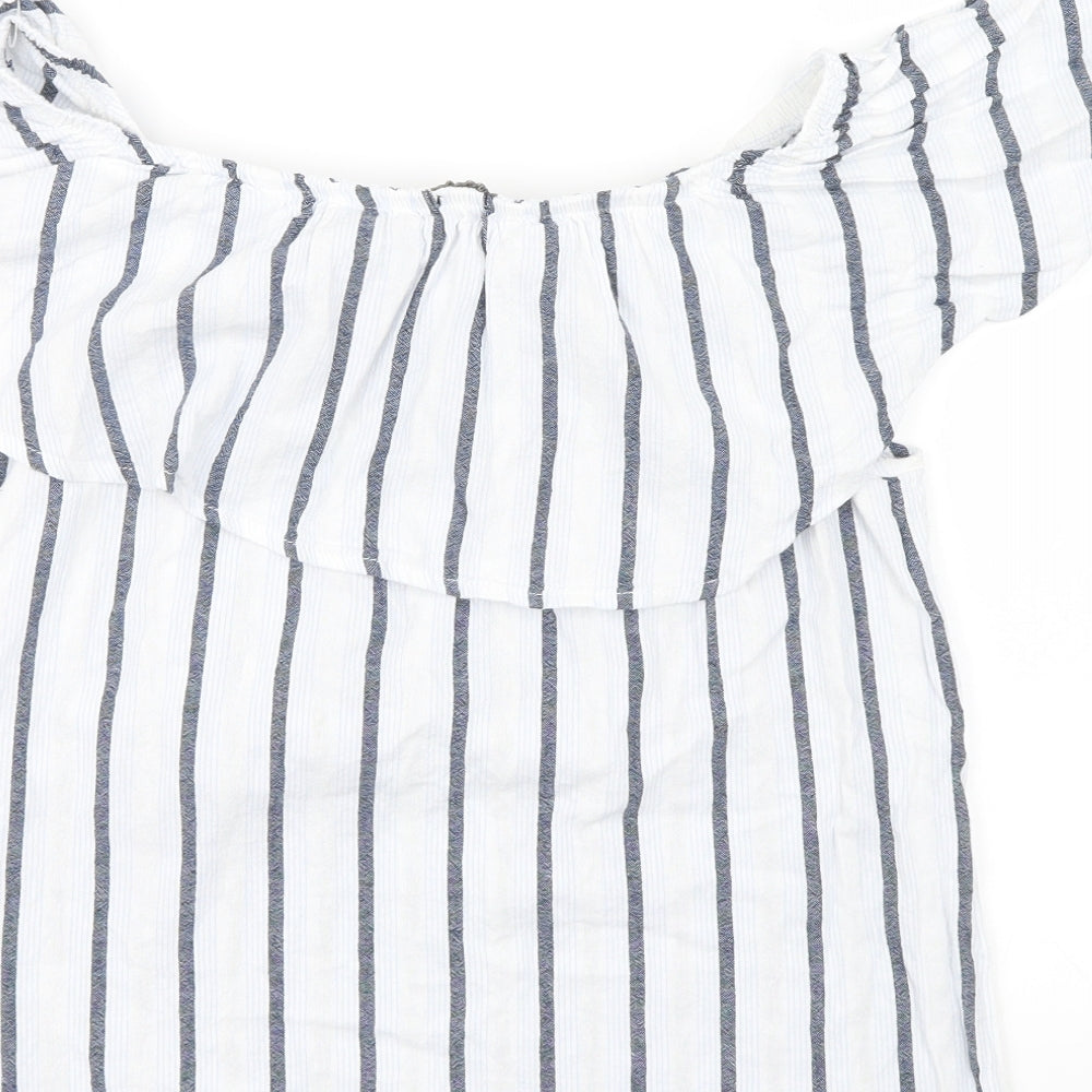 BELOVED Womens Blue Striped Basic Blouse Size 38