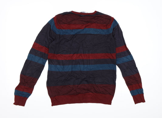 Cedar Wood State Mens Multicoloured Striped Knit Pullover Jumper Size S