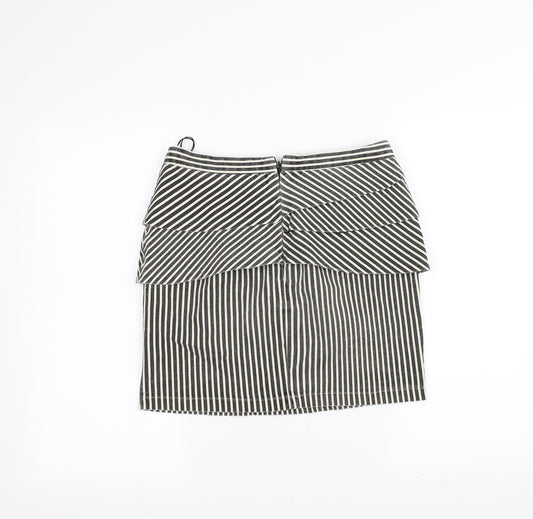 Apricot Womens White Striped  A-Line Skirt Size S