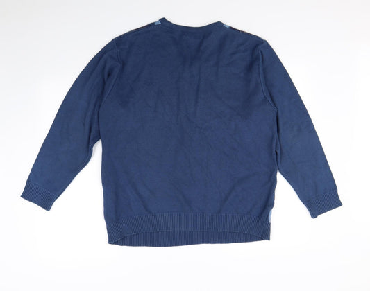 EWM Mens Blue Plaid Pullover Jumper Size M