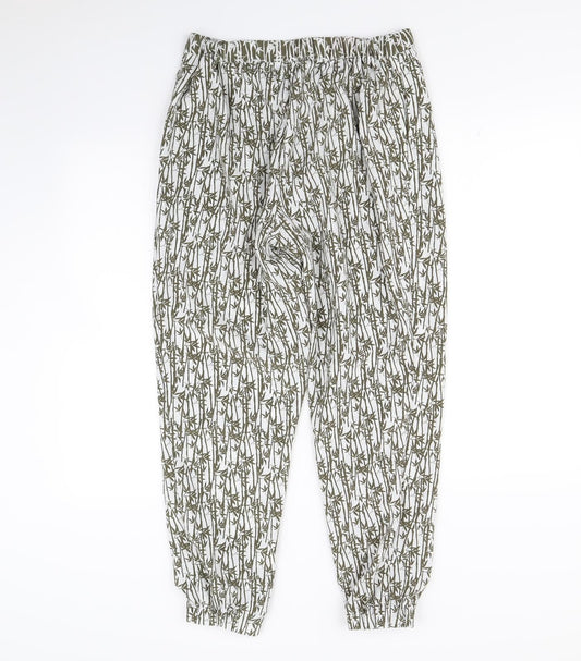 Topshop Womens Green Floral Trousers Size 10 L28 in