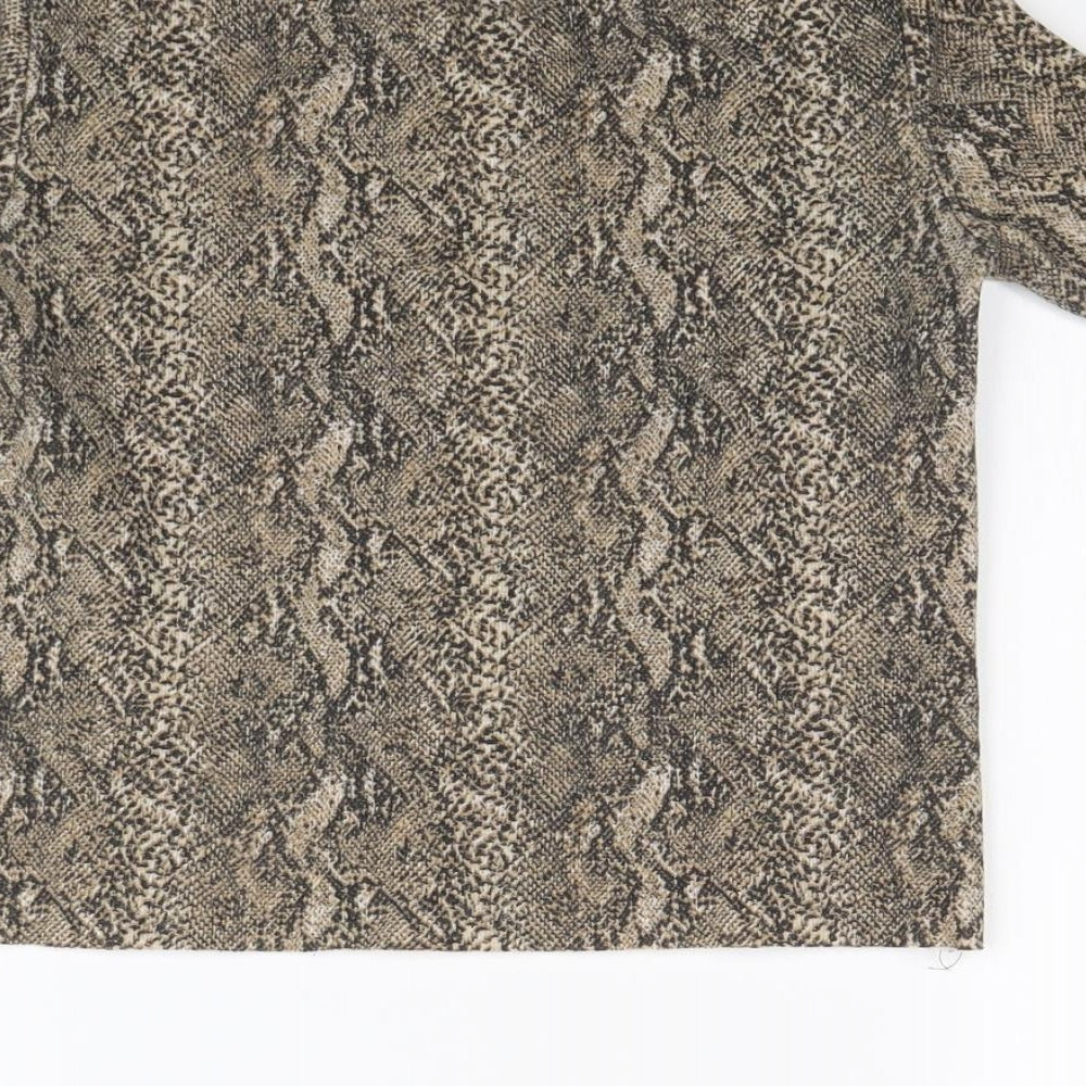 Womens UK Size S Zara Beige Cropped T-Shirt