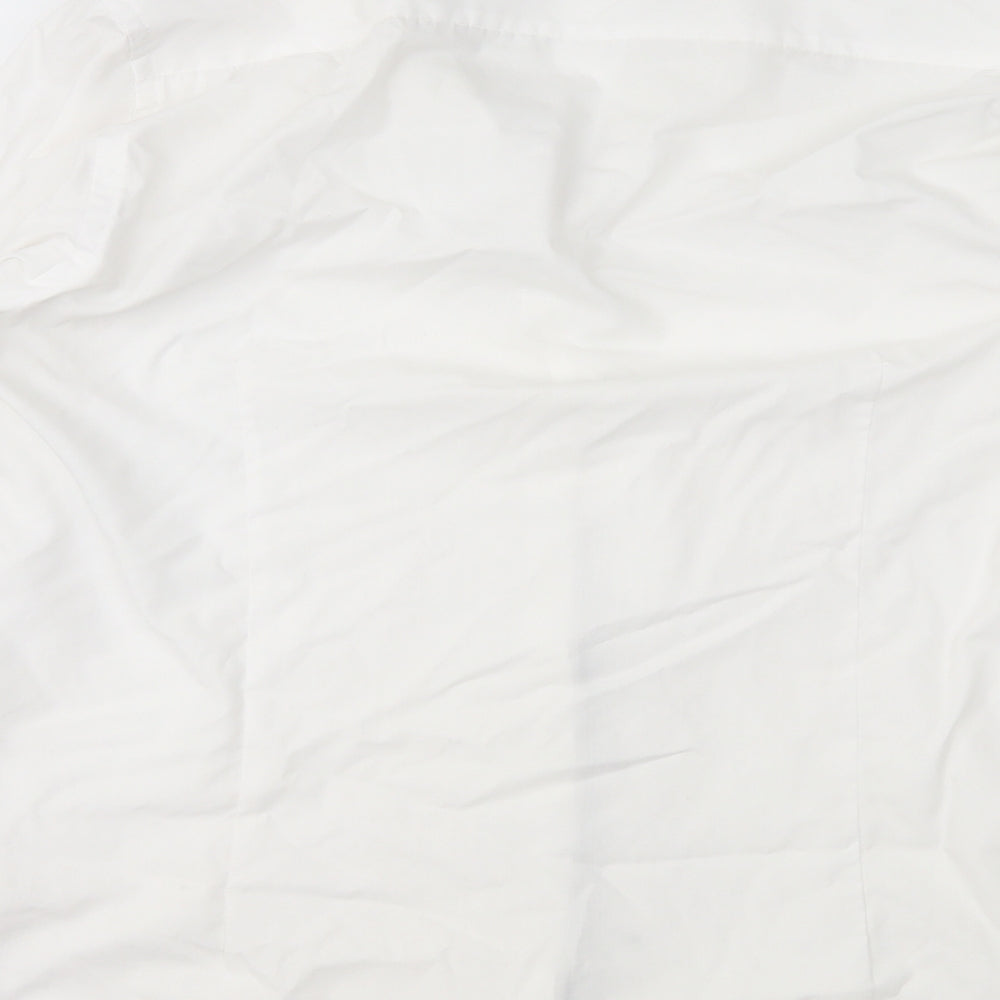 Mens UK Size 16 cedr White Button-Up Long Sleeve Casual Shirt