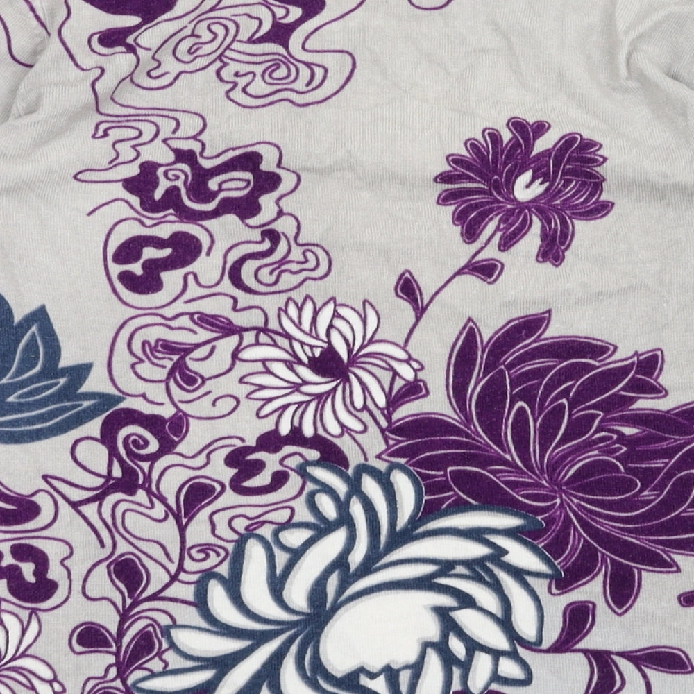 Mia Moda Womens Green Floral Basic T-Shirt Size S