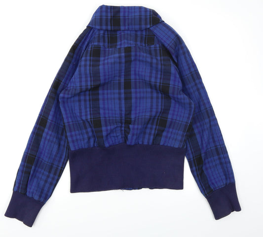 Divided Womens Blue Plaid Jacket Size 10