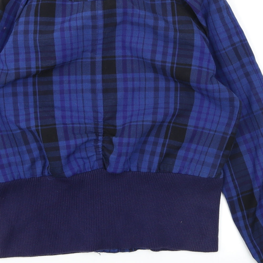Divided Womens Blue Plaid Jacket Size 10