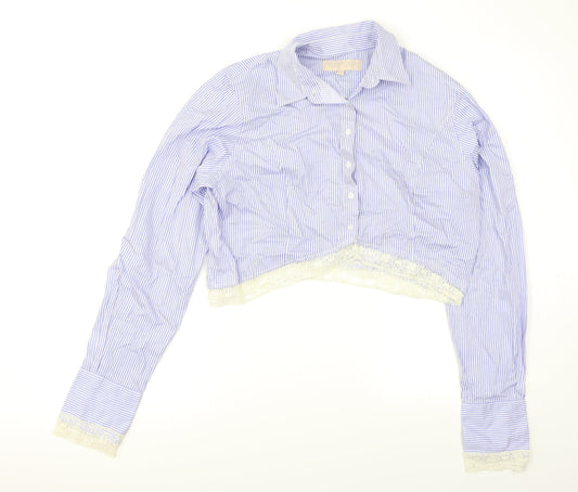 Womens UK Size XL Fenn Wright Manson Blue Cropped Button-Up