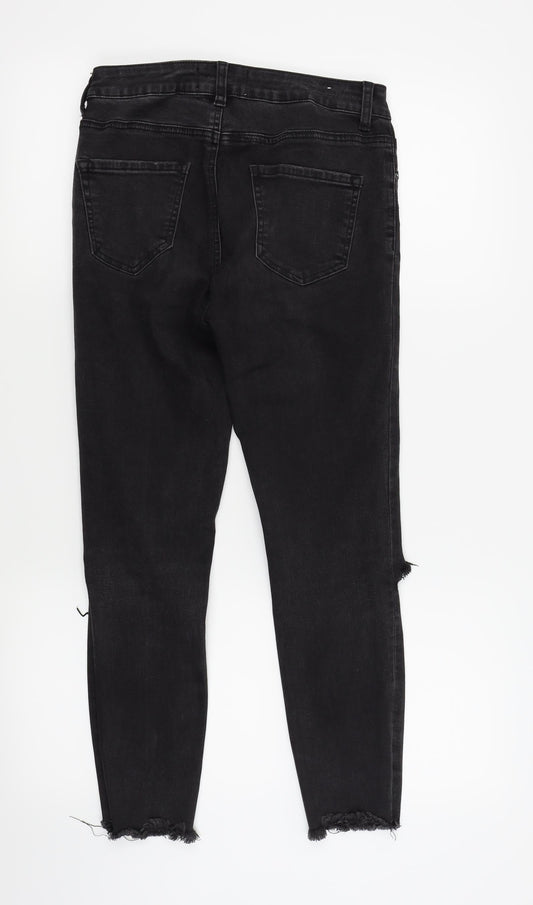 New Look Womens Black Floral  Skinny Jeans Size 10 L24 in