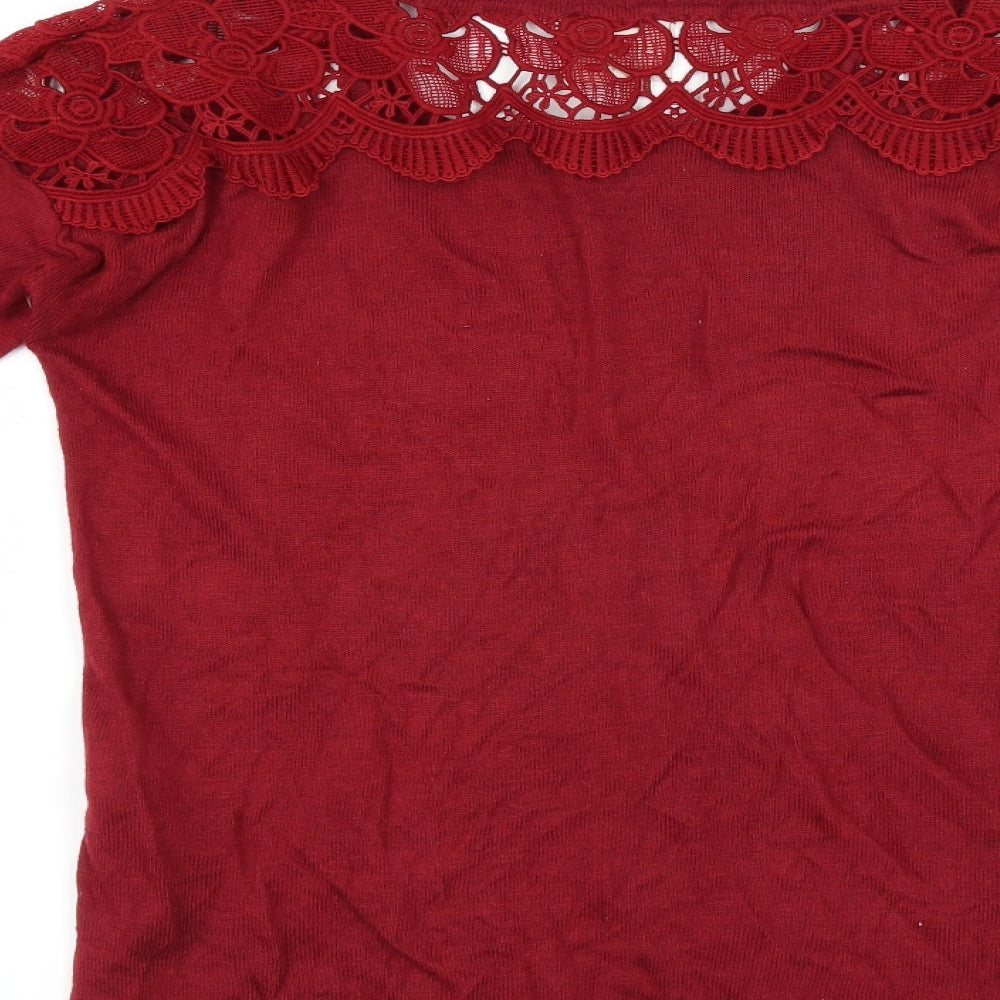 hippie rose Womens Red Pullover Jumper Size 6 - Embroidered detail