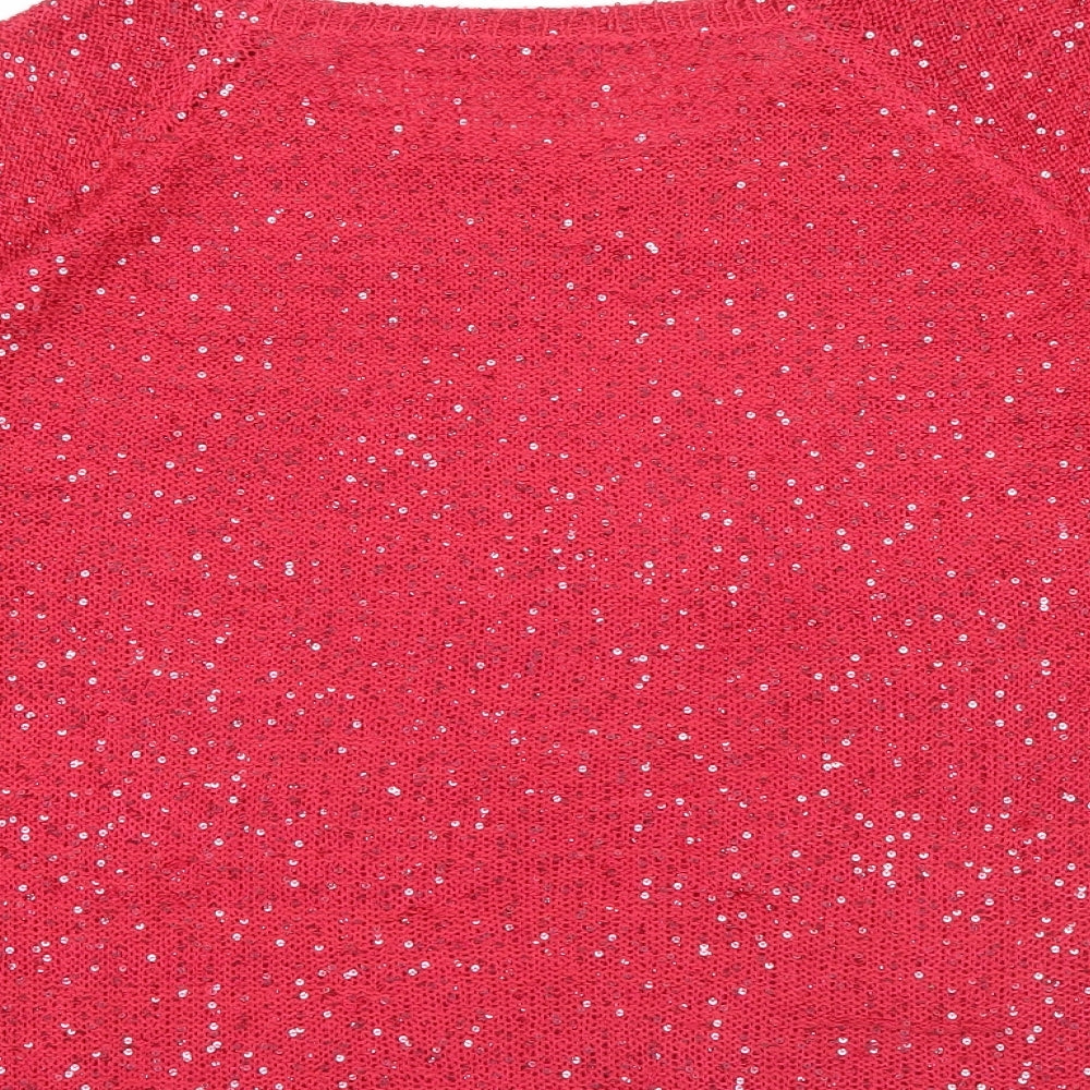 Bonmarché Womens Pink Pullover Jumper Size L - Sequin detail