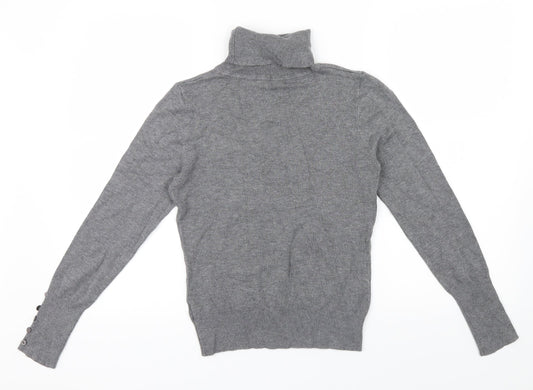 George Womens Grey Basic T-Shirt Size 12 - buttons on sleeves