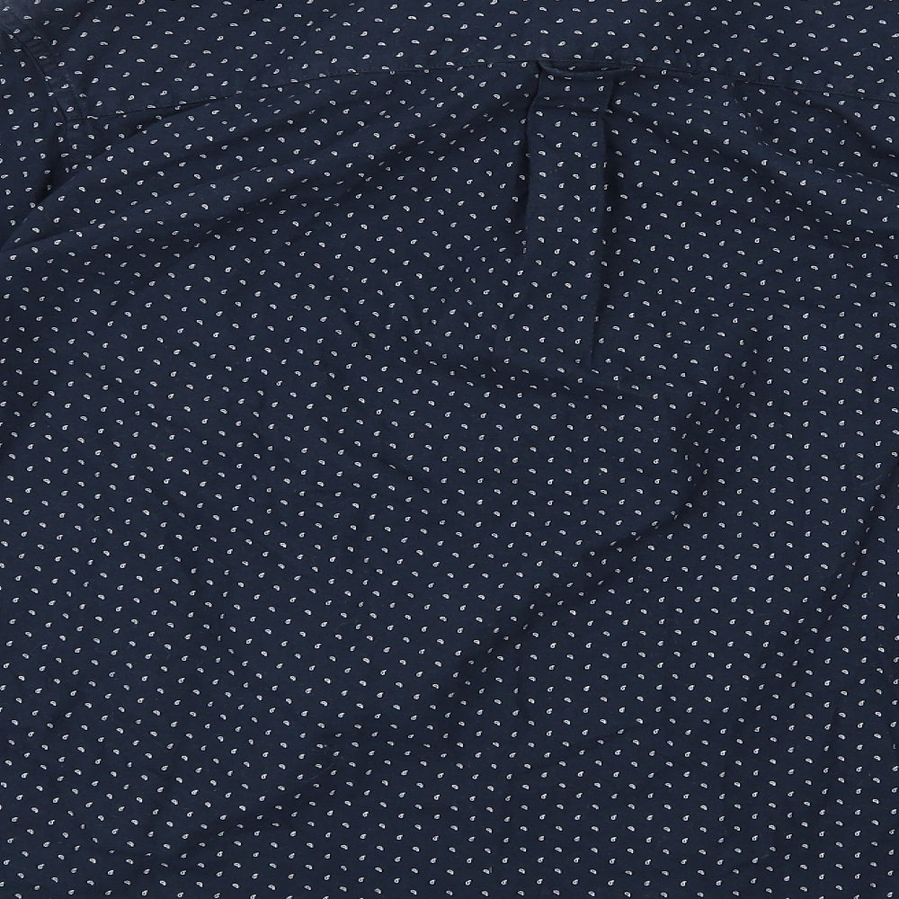 Tu Mens Blue Paisley Button-Up Size M