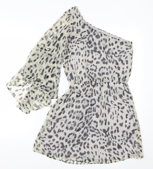Miso Womens Grey Animal Print Skater Dress Size 8