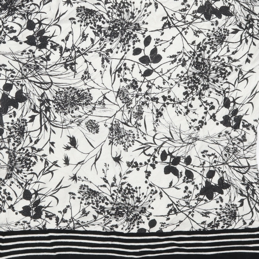 Statement Womens Black Floral Pullover Jumper Size 12 - Black and White