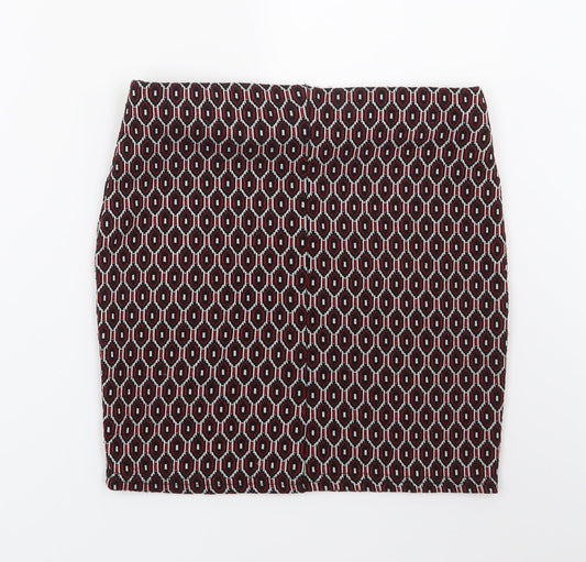 Primark Womens Red Geometric  Bandage Skirt Size 10