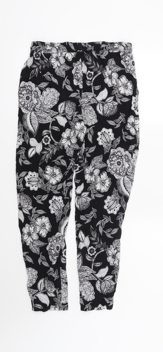 Womens UK Size 8 Papaya Regular Fit Harem Black Trousers