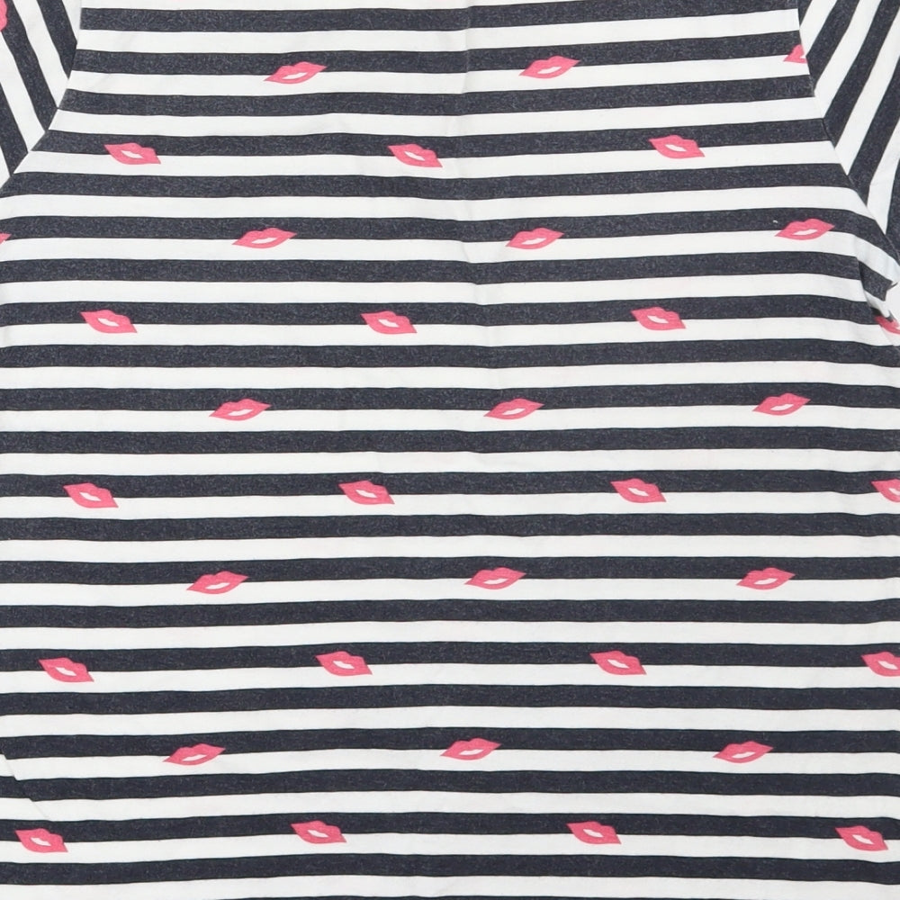 Young Dimension Girls Blue Striped Jersey Basic T-Shirt Size 12-13 Years