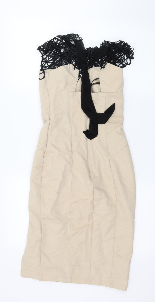 Lipsy Womens Beige A-Line Size 6