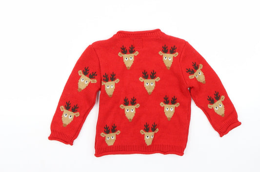 George Boys Red Pullover Jumper Size 2 Years